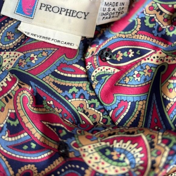 Prophecy Women's Paisley Print Long Sleeve Blouse Made in USA, VTG - Picture 8 of 11